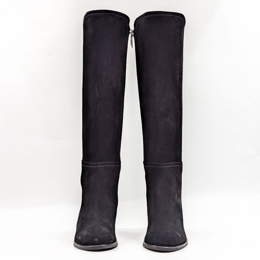 Aquatalia Women Nova Black Suede Stretch Panel Dress Office Knee Boots size 6.5 - Picture 2 of 10